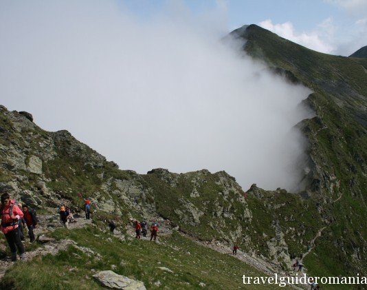 Trekking in Fagaras Mountains main ridge in Fagaras mountains