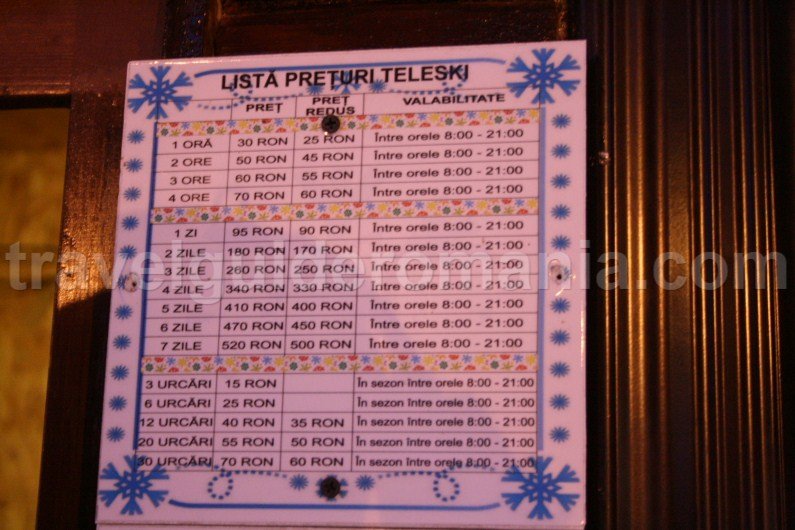 Skipass cost - Cavnic ski resort