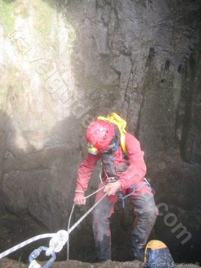 Descending in Campeneasca Cave