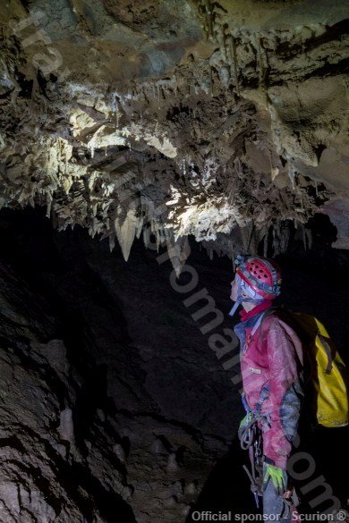 Hall with Aragonite ( -85m ) Amazing caves in Romania - V5 cave (V5 Pothole)
