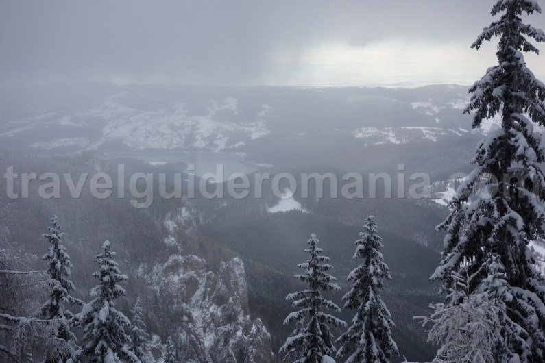 Mountain Spring Lake, (Izvorul Muntelui) seen from Ceahlau Mountain