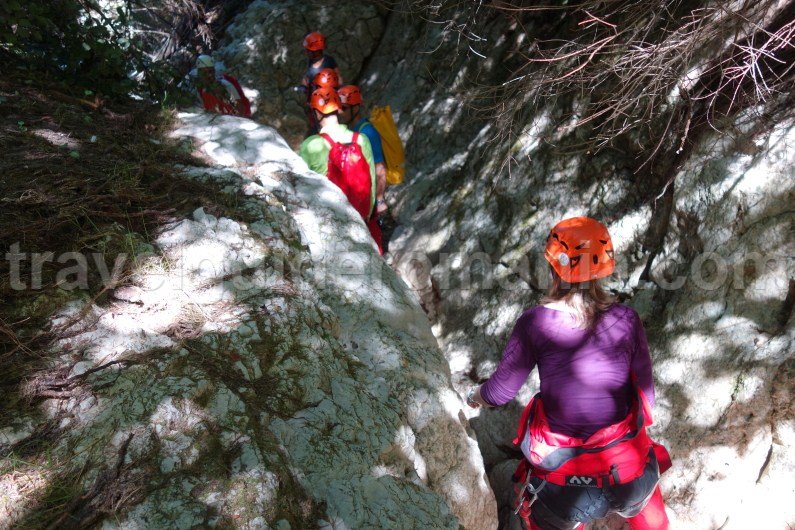 At the entrance of the canyon Dry canyoning at Oratii valley - Moeciu area