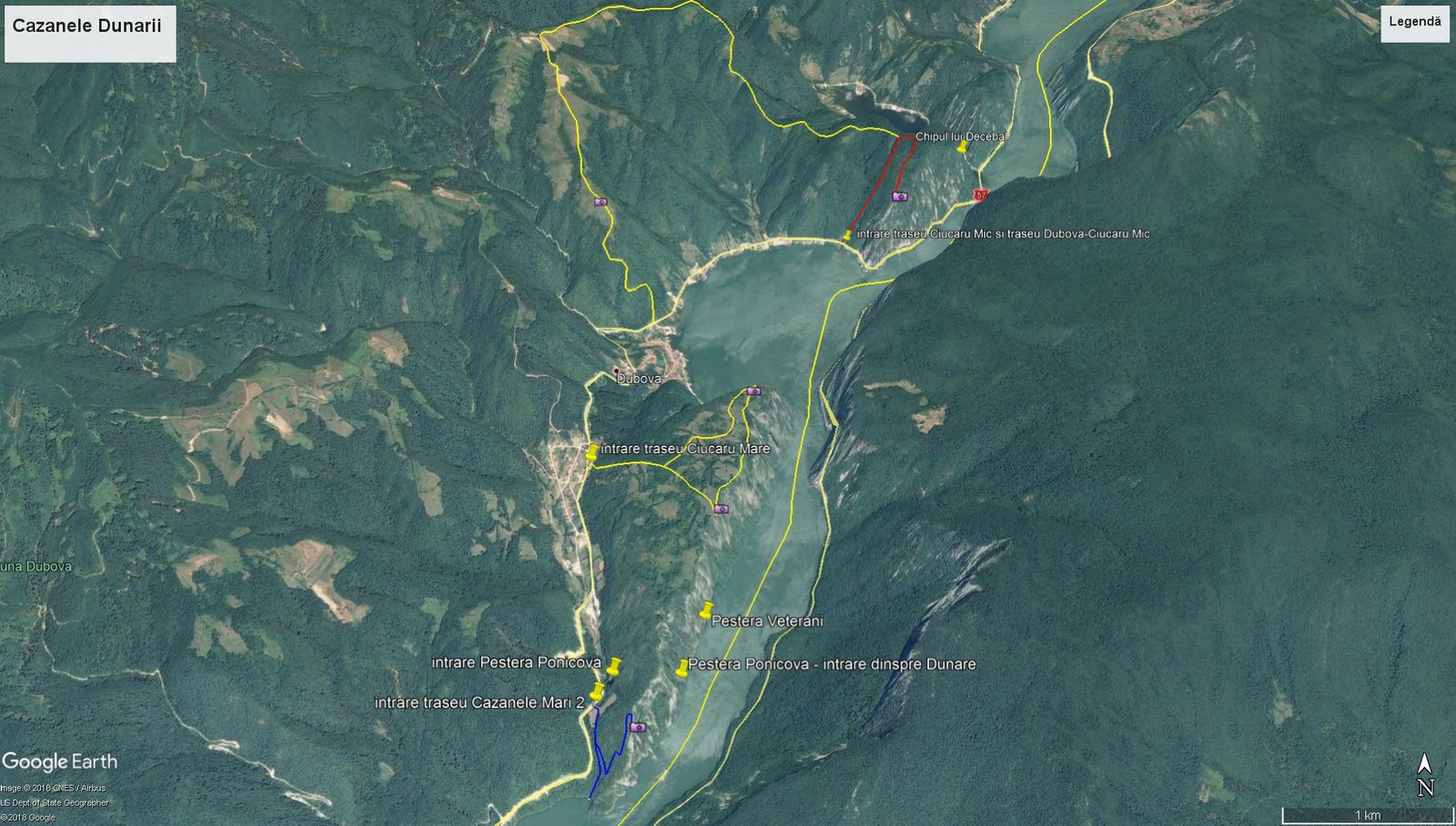 The Danube Cauldrons the iron gates dubova bay map